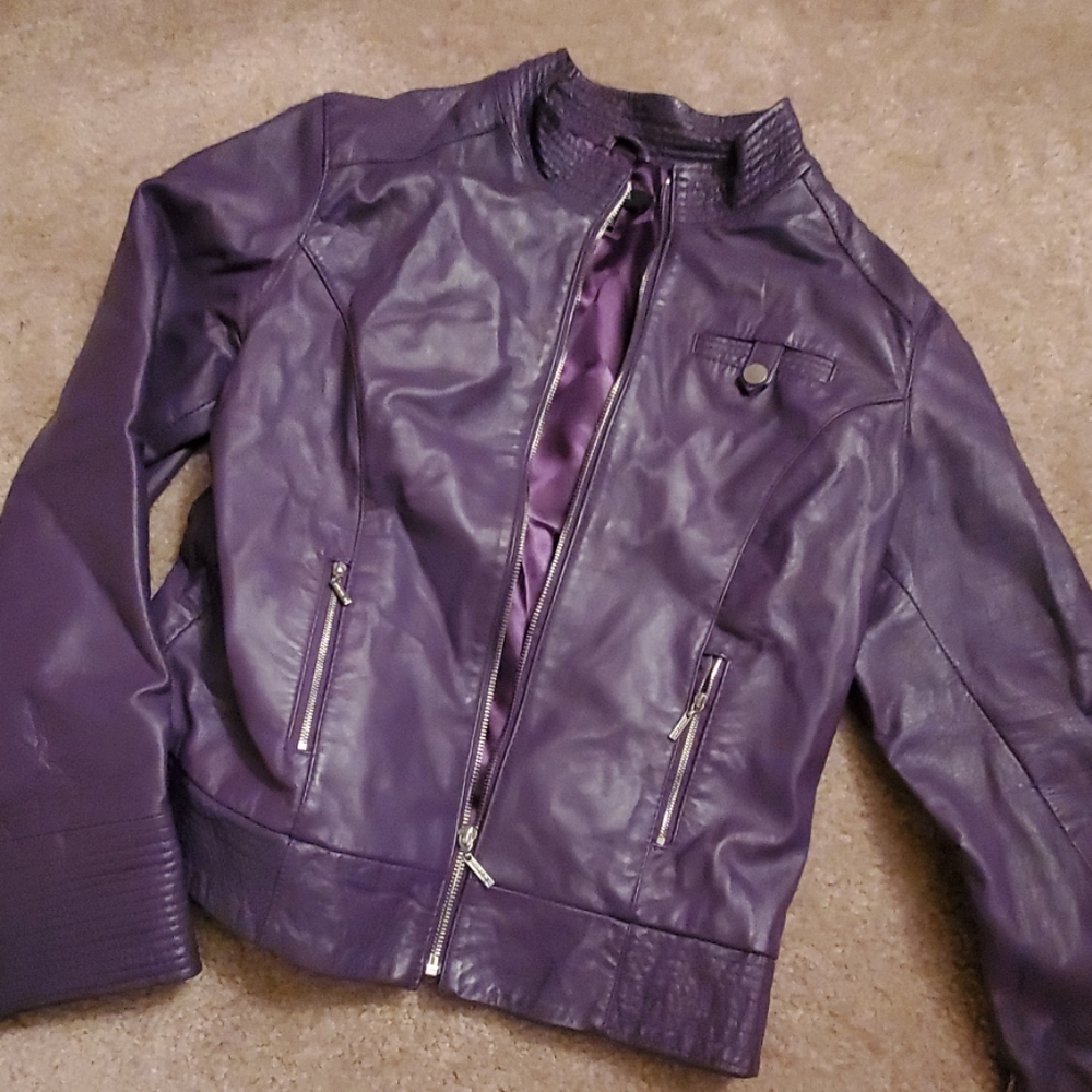 Used Purple Leather Jacket